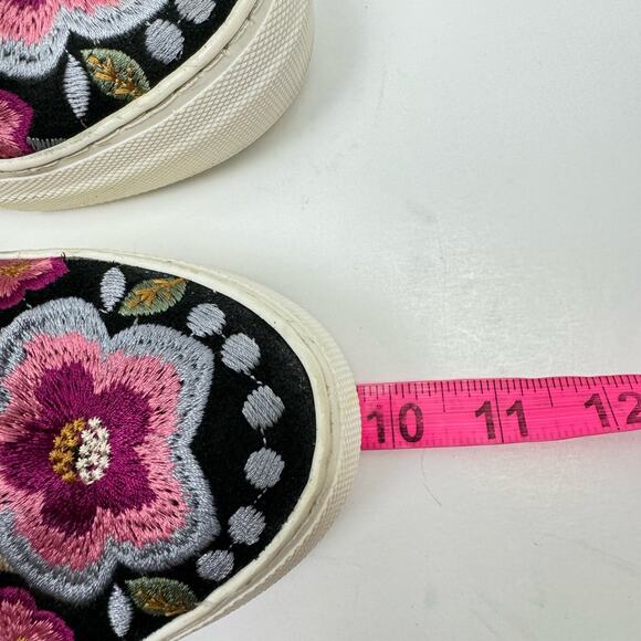 Johnny Was Black Suede Pink Floral Embroidered Slip On Sneakers - Picture 10 of 12